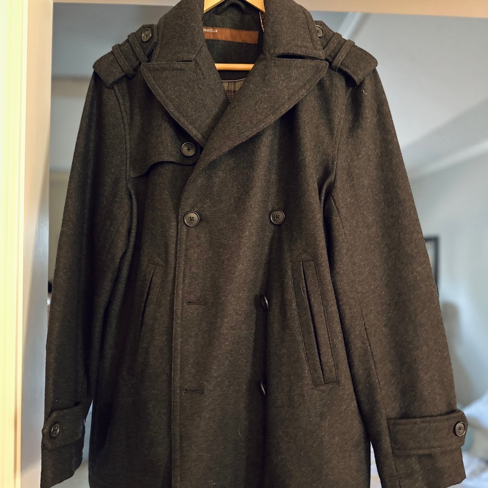 Double-Breasted Peacoat - charcoal grey